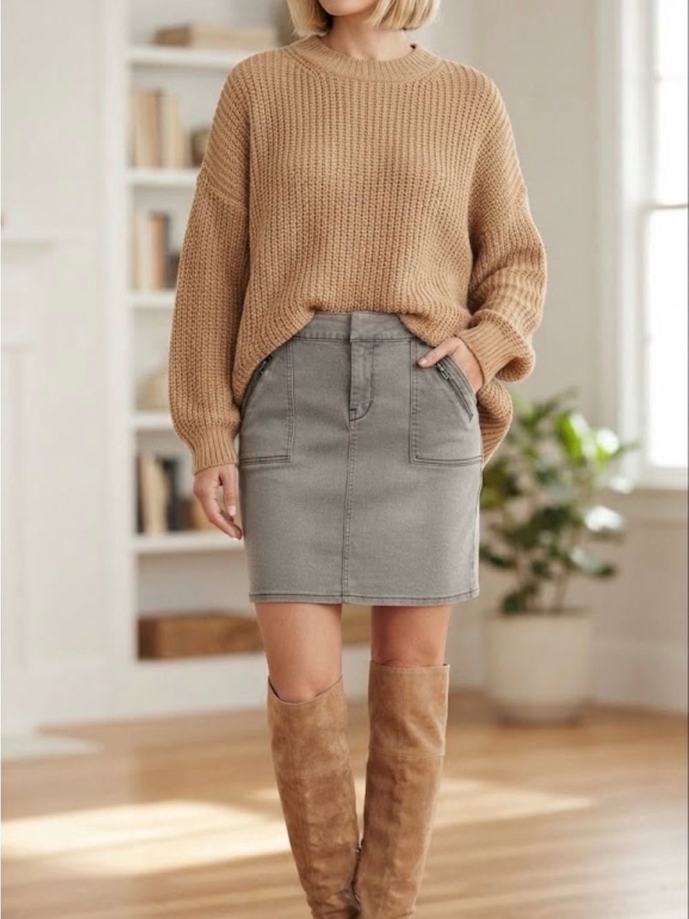 Tommy Hilfiger Classic Grey Denim Mini Skirt